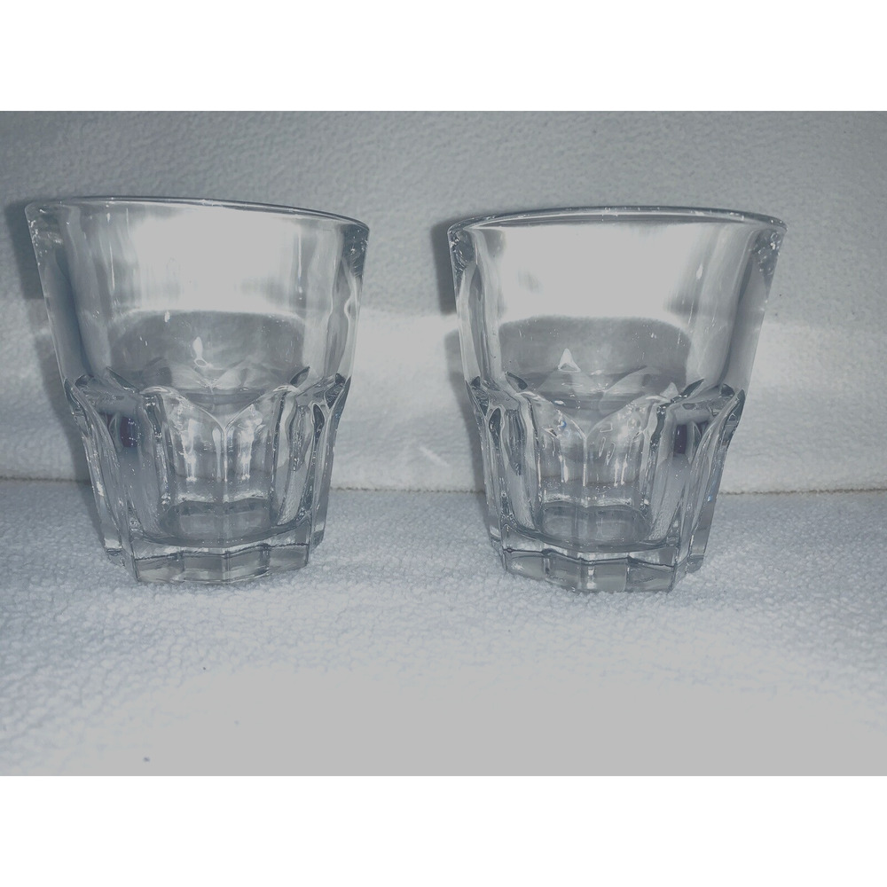 Lot of 2 Arcoroc USA Clear Glass 8 Panel Rocks Old Fashioned Cocktail Juice EUC